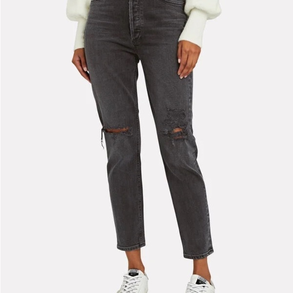 AGOLDE Nico High-Rise Skinny Distressed Faded Black Jeans Size 28